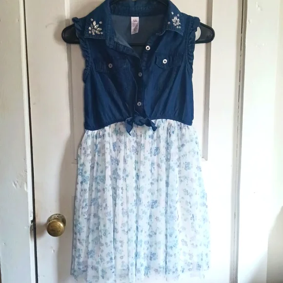 chinese dress ladies Lace Denim Dress – FamousElle main image 1